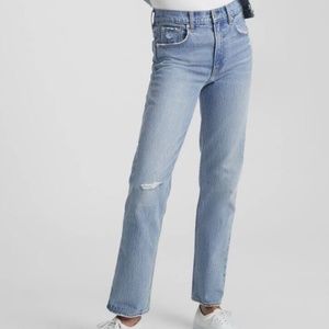 GAP High Rise Distressed Cheeky Straight Jeans